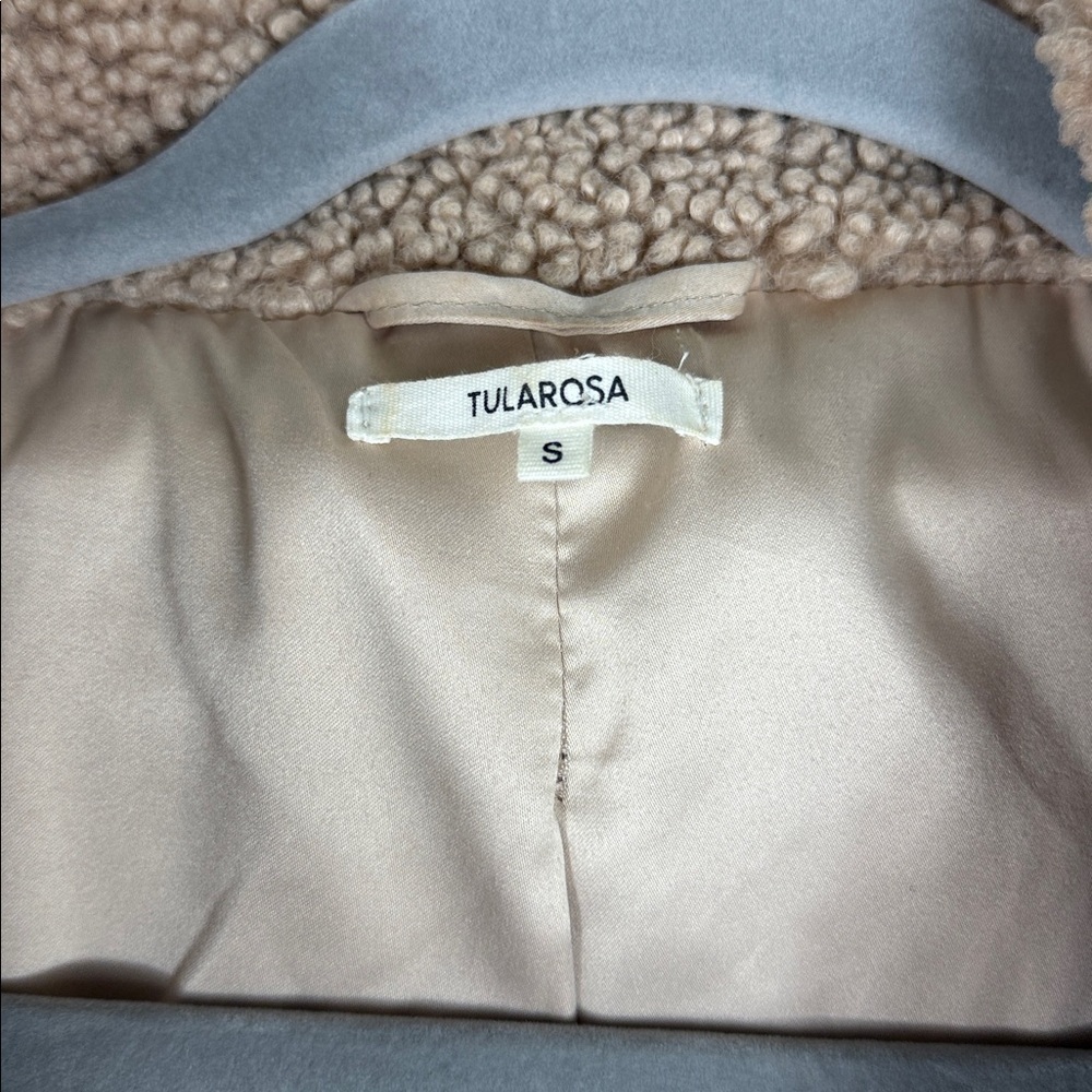 Tularosa Bailey Long Sleeve Full Zip Faux Fur Moto Jacket Beige - Picture 4 of 7